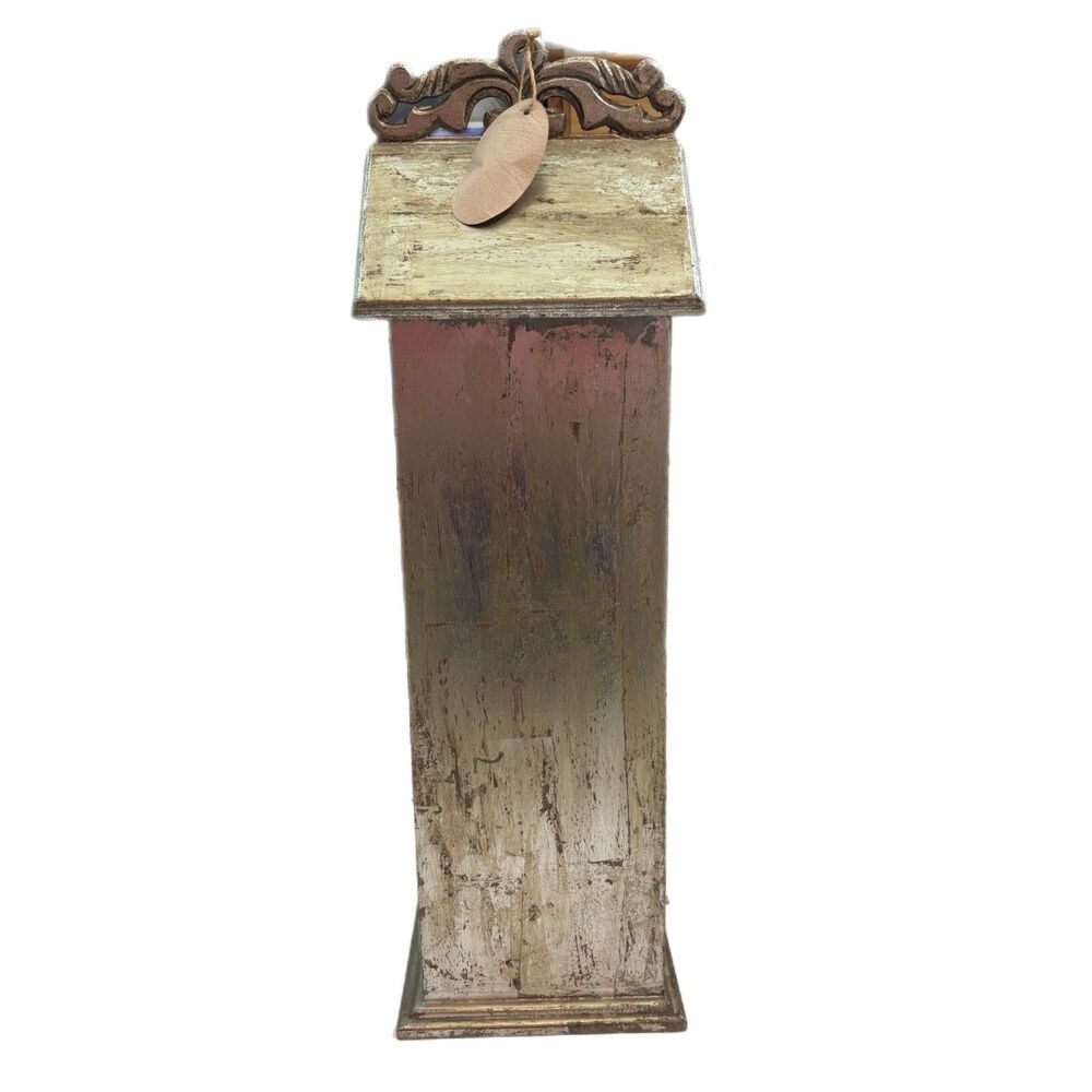 Bird House Storage Tower Drawers Carved Silver Tone Shabby Decor Cottagecore - Picture 3 of 7